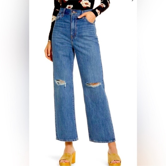 Levi’s High Waisted Straight Ripped Knees Jeans - Picture 1 of 6